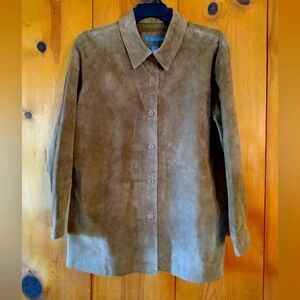 NWOT Jessica Holbrook Easycare Suede Mid Length Button Down Coat